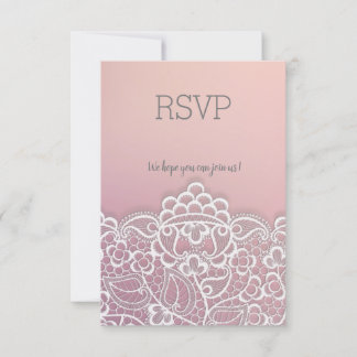 Respuesta Rsvp elegante de encaje de melocotón ros