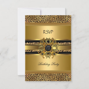 Respuesta RSVP Elegante Leopardo Dorado Negro
