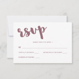 Respuesta Rsvp en bodas de tipografía malva y blan