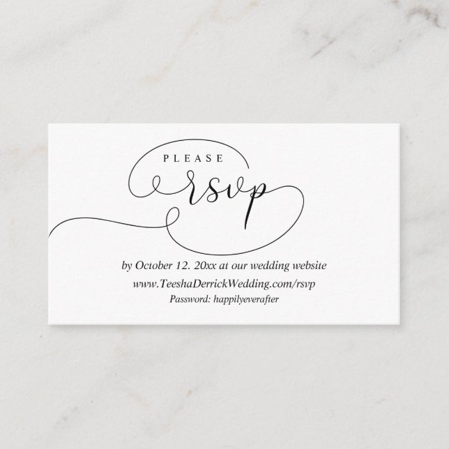 Respuesta RSVP en línea, tarjeta de gabinete Boda  (Anverso)