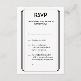 Respuesta RSVP en oro de marco apilado negro Art D