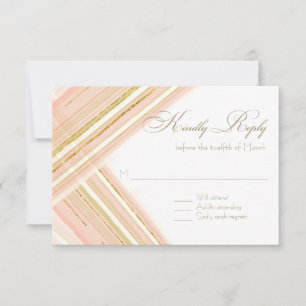Respuesta RSVP Líneas modernas Art Deco Faux Gold