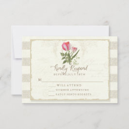 Respuesta RSVP Loro Botánico Vintage Tulip Art