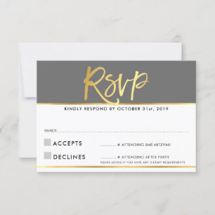 respuesta RSVP moderna gris mármol dorado escritur
