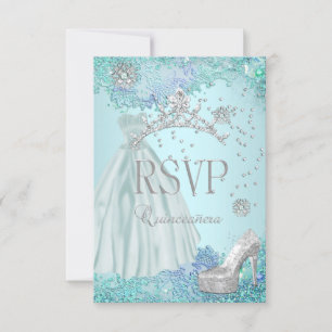Respuesta RSVP Quinceanera Suave Tiara de Teal Ves