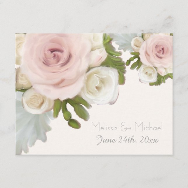 Respuesta RSVP Rosa Boda Floral Hoja Suculenta (Anverso)