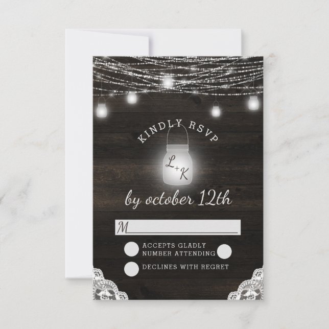 Respuesta RSVP RSVP Ridge Wood & Lace Wedding (Anverso)