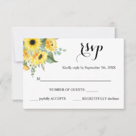 Respuesta RSVP Tarjeta Boda de girasoles verde