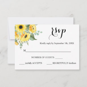 Respuesta RSVP Tarjeta Boda de girasoles verde