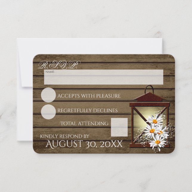 Respuesta Rústica de Madera de Barn y Linterna (Anverso)