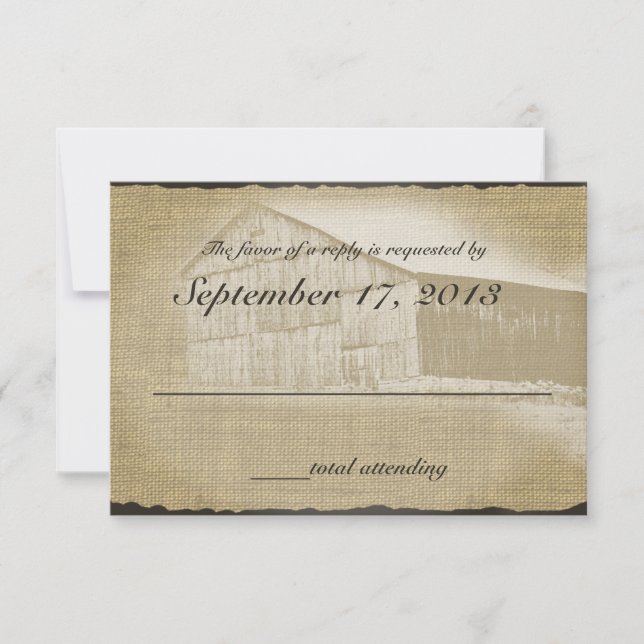 Respuesta Rústica del Boda de Barn (Anverso)