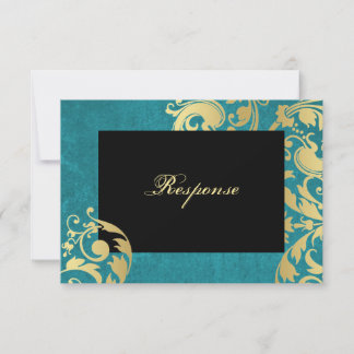 Respuesta verde azulada y Gold Shimmer Boda Floral