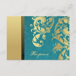 Respuesta verde azulada y Gold Shimmer Boda Floral