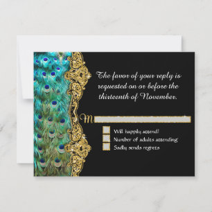 Respuestas de RSVP de Art Deco Peacock Glam Old Ho