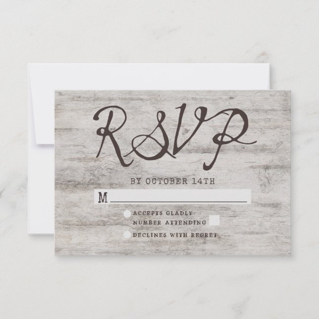 Respuestas de RSVP de boda rústica para novias tal (Anverso)