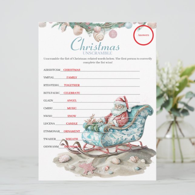 Respuestas Desordenadas de Navidad Costera Chinois (Anverso de pie)