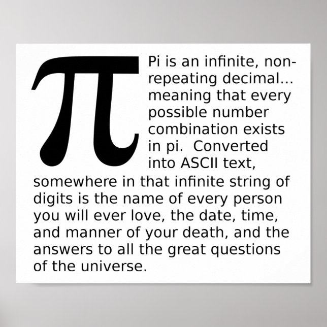 Respuestas infinitas de Pi divertido póster (Frente)
