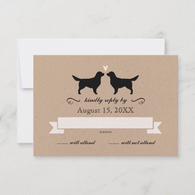 Respuestas RSVP de bodas de Golden Retriever (Anverso)