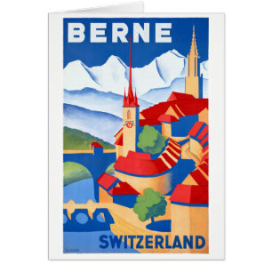 Restauración del Poster de viajes Bern Suiza Vinta