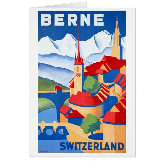 Restauración del Poster de viajes Bern Suiza Vinta (Frente)