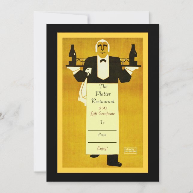 Restaurante/Bistro/Diner ~ Certificados de regalo (Anverso)