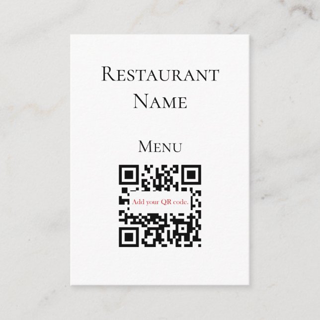 Restaurante blanco simple QR Código tarjetas de me (Anverso)