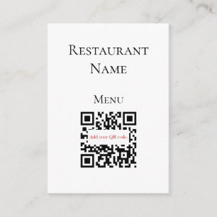 Restaurante blanco simple QR Código tarjetas de me