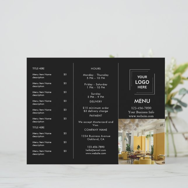 Restaurante Comida para Llevar | Menú de Fotos Mod (Anverso de pie)