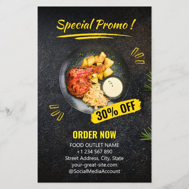 Restaurante especial Steak House Food Flyer (Frente)