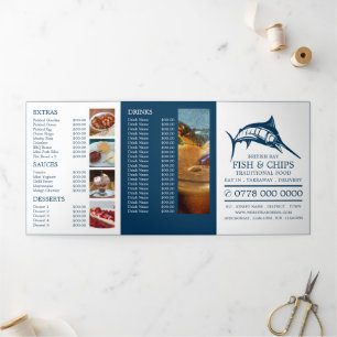 Restaurante Fish & Chip Shop Menú Tri-Fold Flyer