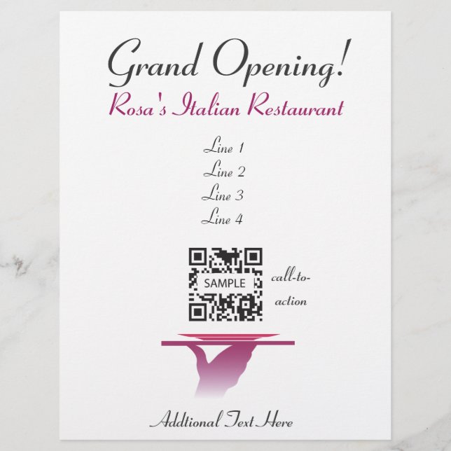 Restaurante italiano de Flyer Template Rosa (Frente)
