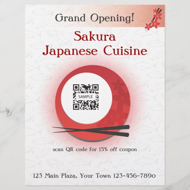 Restaurante japonés con plantilla de volante (Frente)