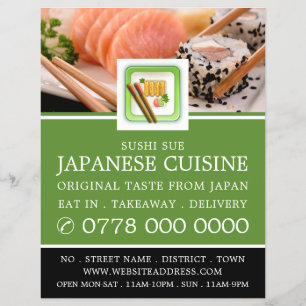 Restaurante japonés, publicidad de sushi