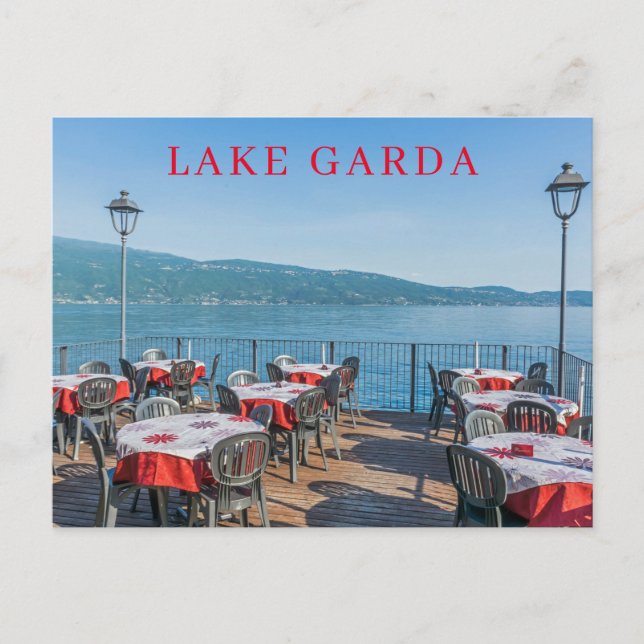 Restaurante junto al lago Garda vista postal (Anverso)