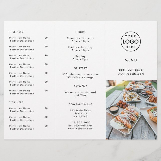 Restaurante Takeout | Moderno menú de recogida de  (Anverso)