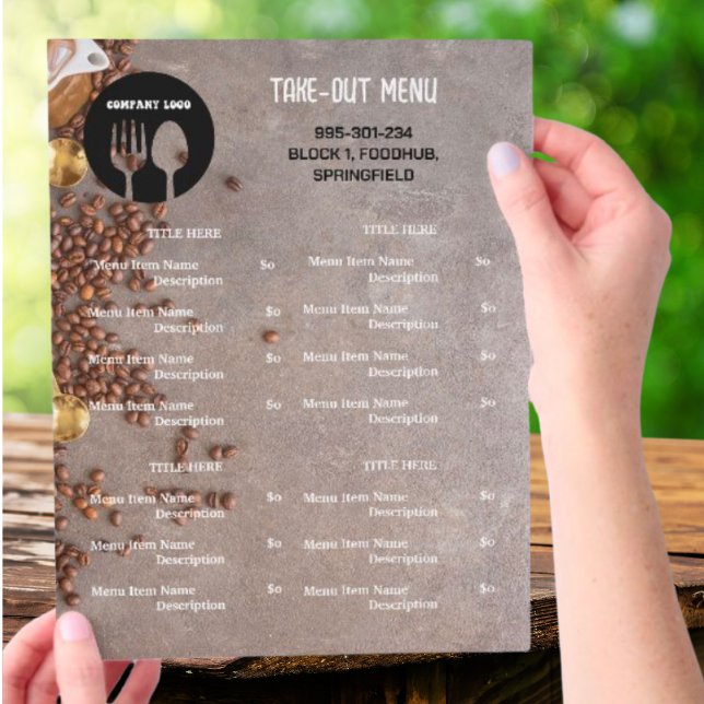 Restaurante temático del café Menú para tomar con  (Subido por el creador)