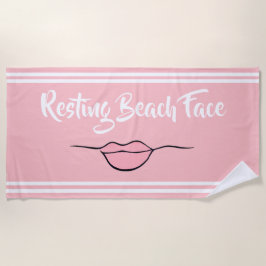 Resting Beach Face "Lips" Pink Beach Toalla