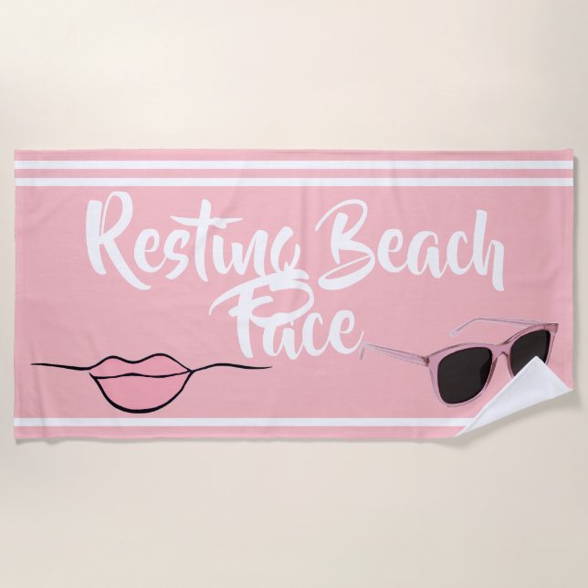 Resting Beach Face Pink Beach Toalla (Anverso)