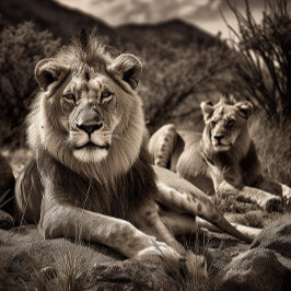 Resto del león - Rompecabezas blanco y negro