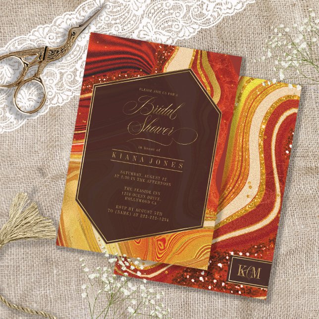 Resumen Agate Bridal Shower Naranja caliente ID827 (Front/Back In Situ)