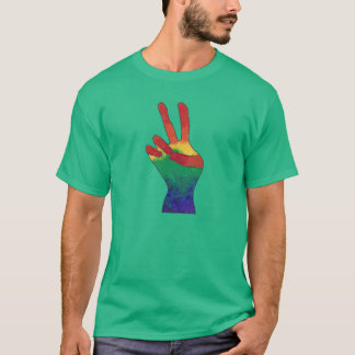 Resumen arcoiris paz señas camisetas de mano