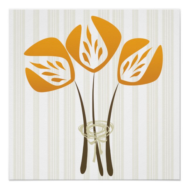 Resumen Art Deco Estilo Flor Bouquet Poster (Anverso)