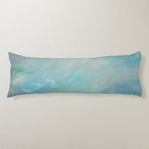 Resumen arte azul neblina flotante larga almohada