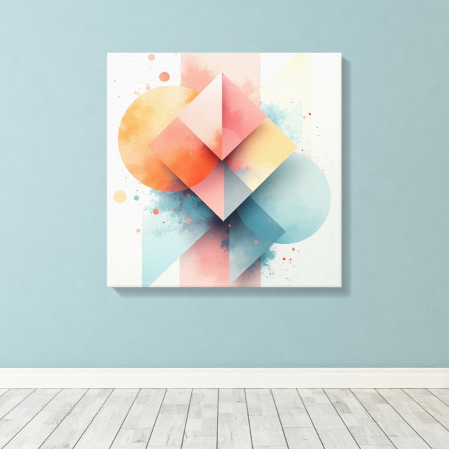 Resumen Arte de lienzo geométrico moderno. (Insitu (piso de madera))