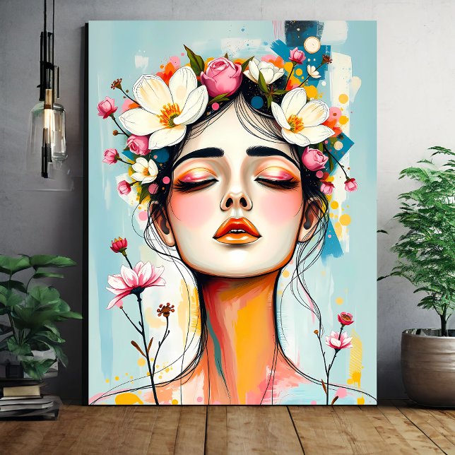 Resumen arte facial femenino con arte en la pared  (Subido por el creador)