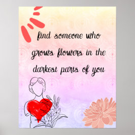 Resumen arte floral moderno y cita de amor