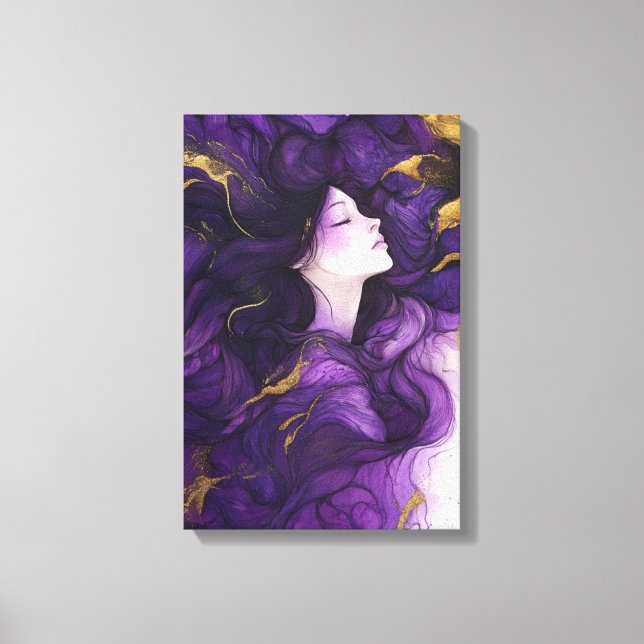 Resumen arte moderno mujer púrpura y oro (Anverso)