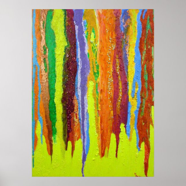 Resumen Arte pintura gruesa goteo arco iris brilla (Frente)