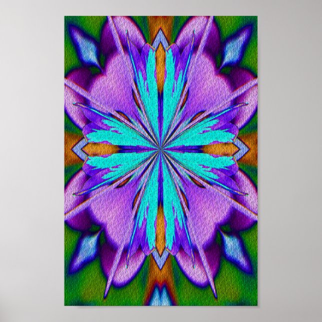 Resumen Arte Purple Y Turquesa Kaleidoscope (Frente)