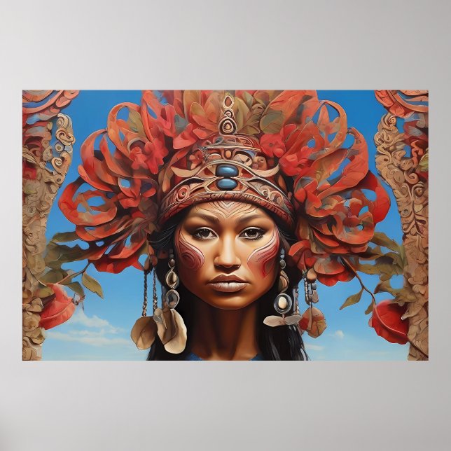 Resumen azteca arte vibrante de fusión tribal (Frente)